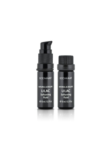 Bottle of Lilac Ritual Fluid with CO2-extracted lilac blossoms, organic face elixir for tenderness, glow, skin renewal, and repair of scars and age spots