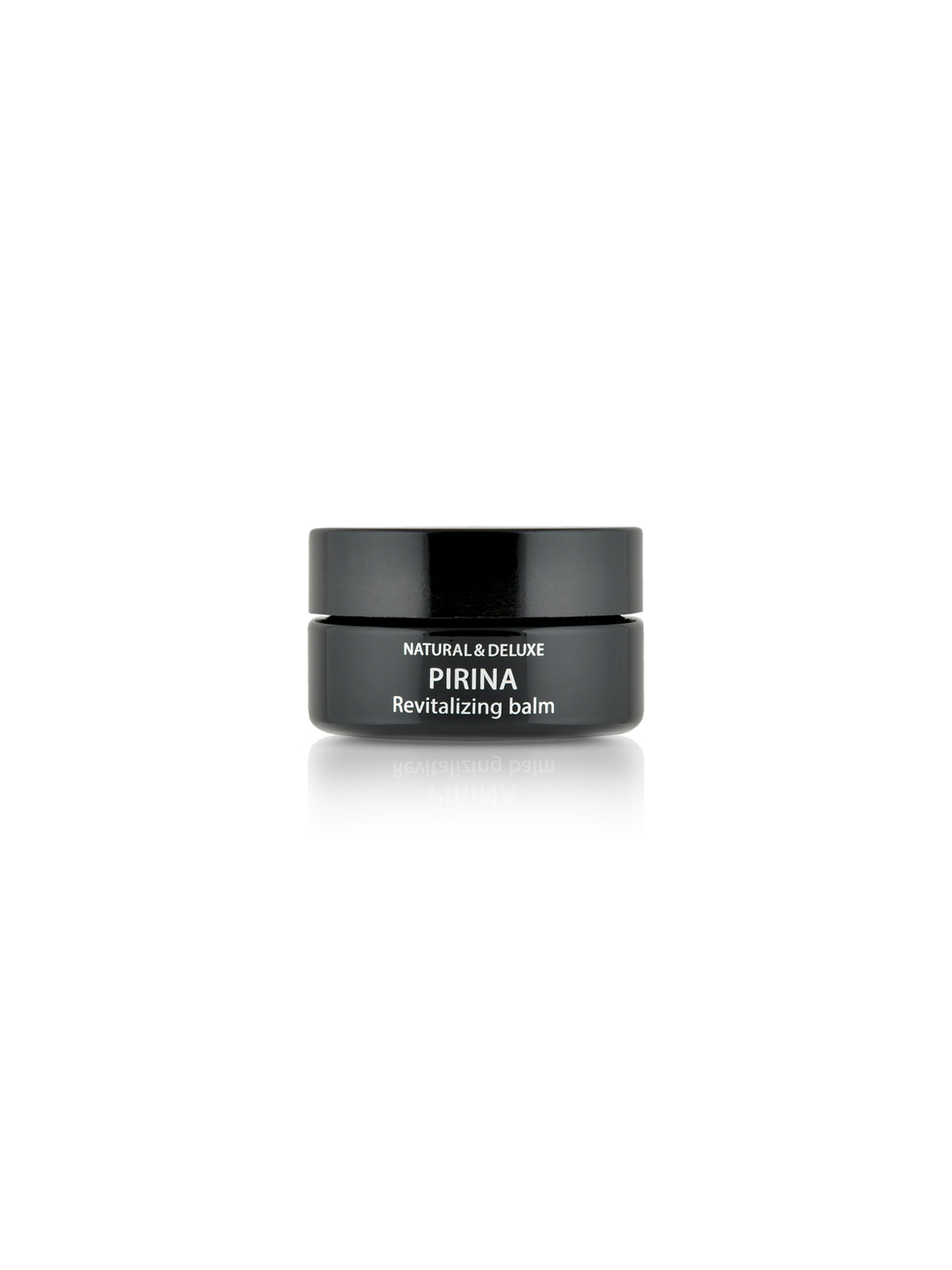 Jar of Pirina Revitalizing Face Balm with Mursal tea, linden blossom, wild apple, and aloe extracts, balancing and mattifying treatment for oily and combination skin