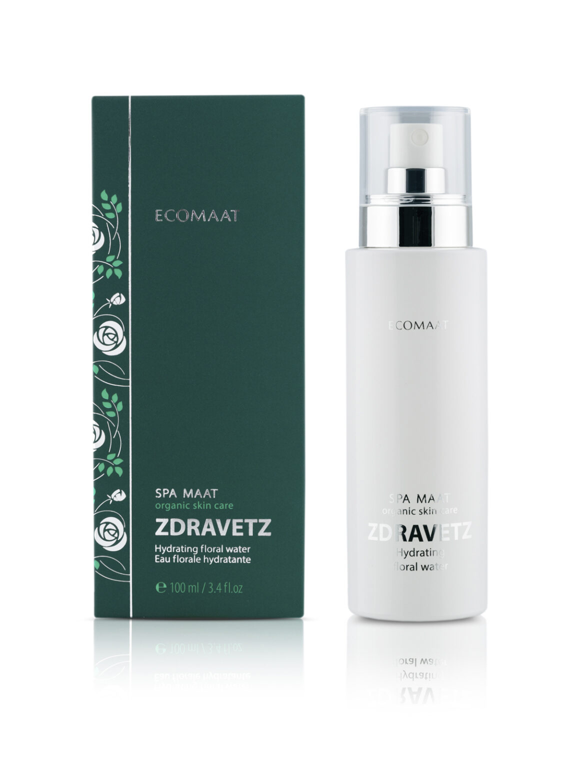 Bottle of Zdravetz Floral Water with Bulgarian geranium extract, purifying and balancing tonic for oily and combination skin, soothing irritation and restoring radiance