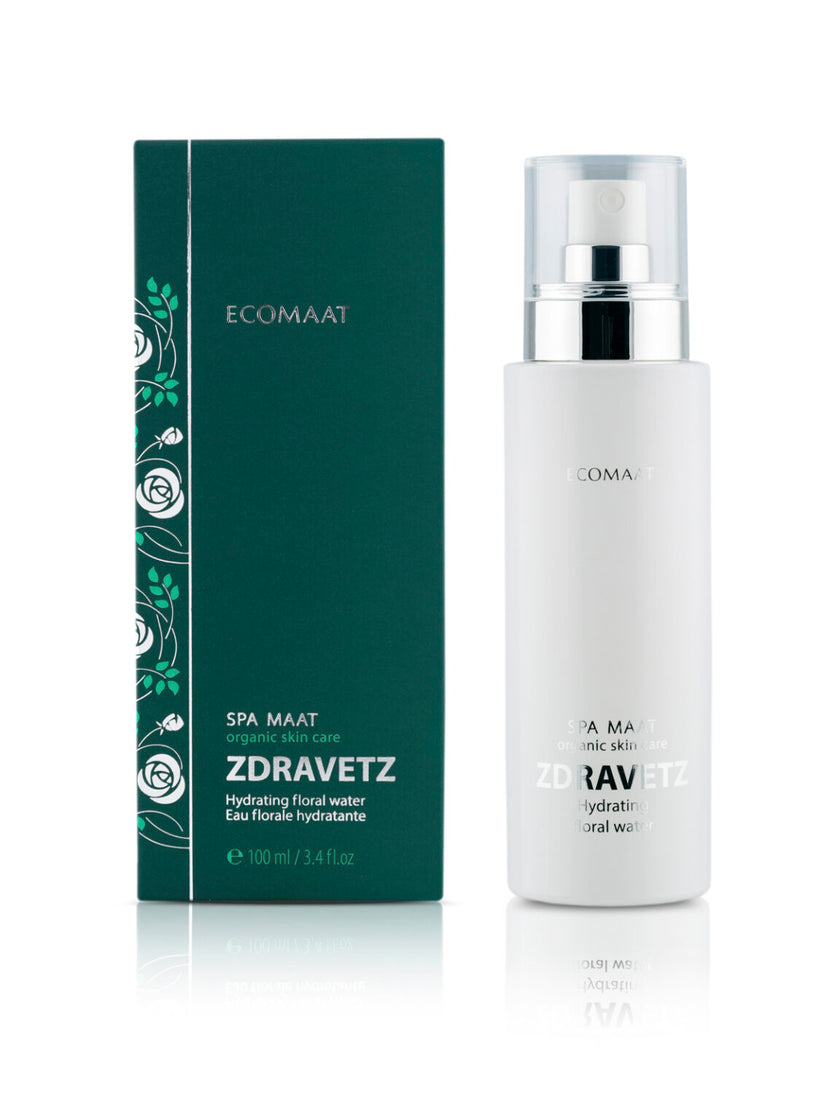 Bottle of Zdravetz Floral Water with Bulgarian geranium extract, purifying and balancing tonic for oily and combination skin, soothing irritation and restoring radiance
